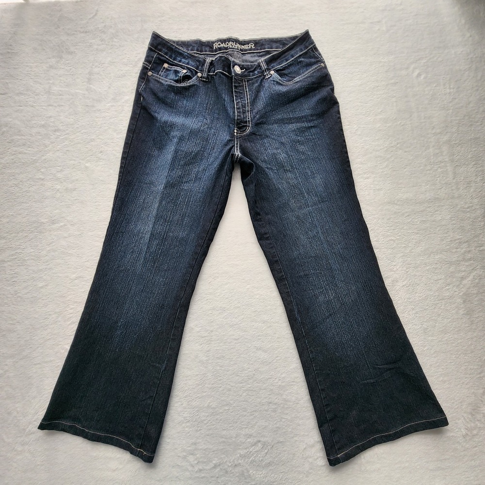 Roadrunner Jeans Womens 12 Dark Wash Flare Wide Leg‎ Stretch 35W 27L Blue